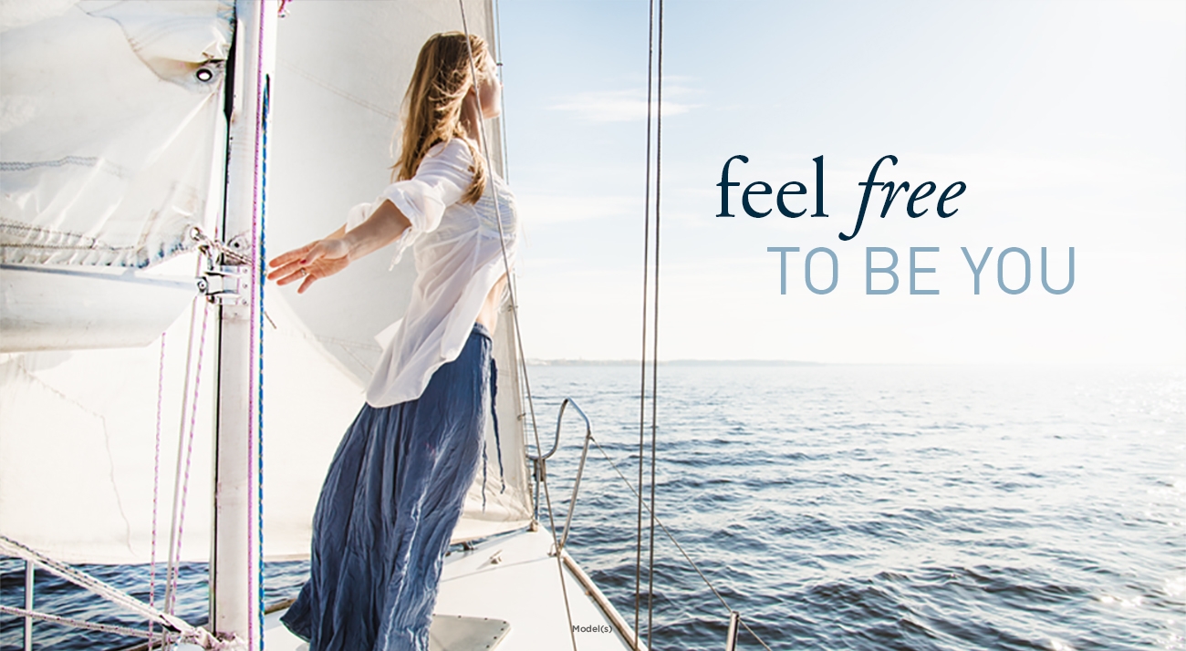 Feel Free to Be You, woman on sail boat